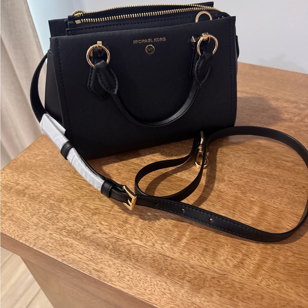 Michael Kors Black Satchel with Gold Accents Marilyn small style